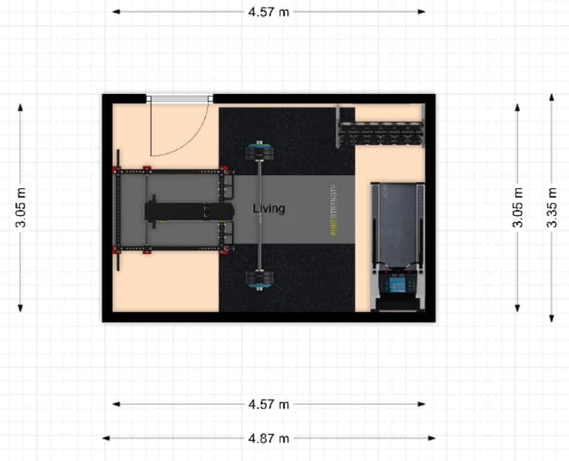 150 sq. ft. home gym floor plan