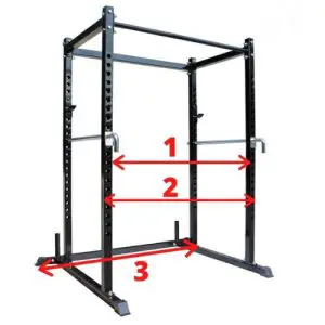 Image of a rack indicating how to find the rack width.