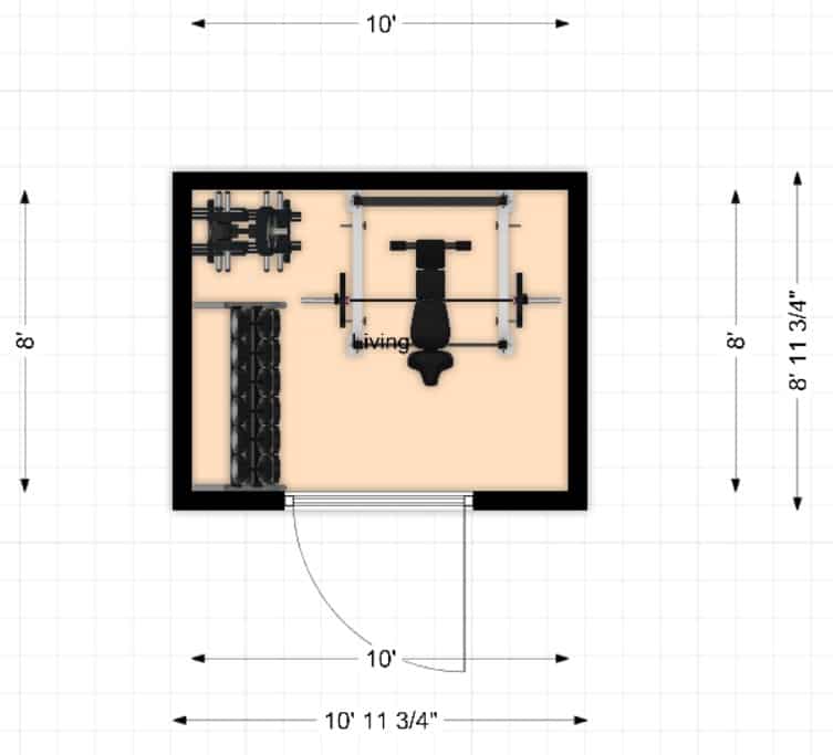 8’ x 10’ Shed gym floor plan