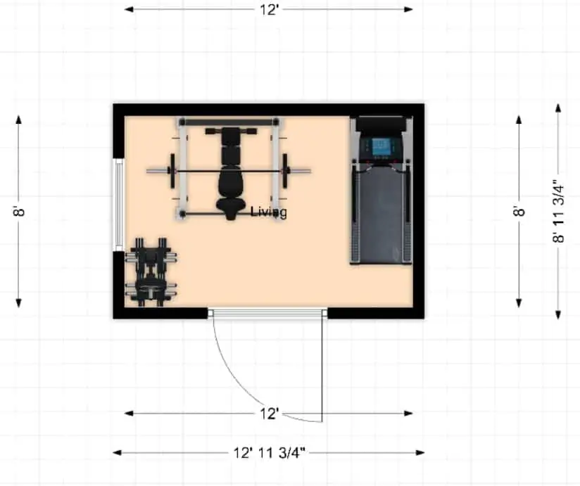 8’ x 12’ Shed gym floor plan