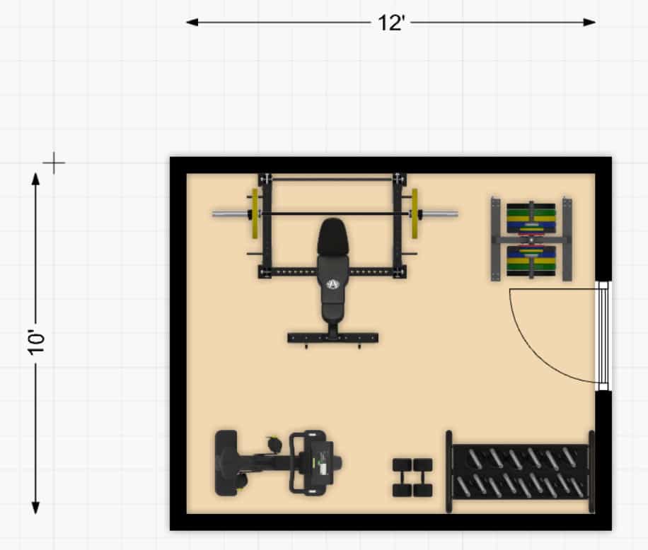 120sq. ft. general fitness home gym floor plan