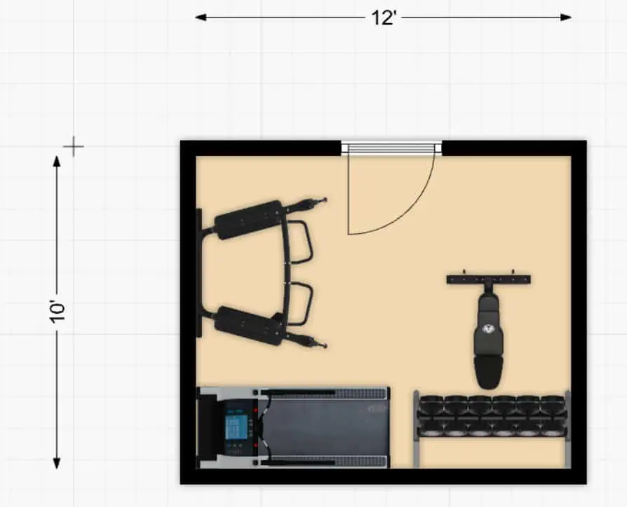 120sq. ft. cable machine home gym floor plan