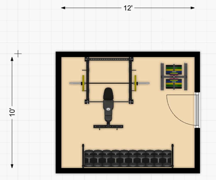 120sq. ft. weightlifting home gym floor plan