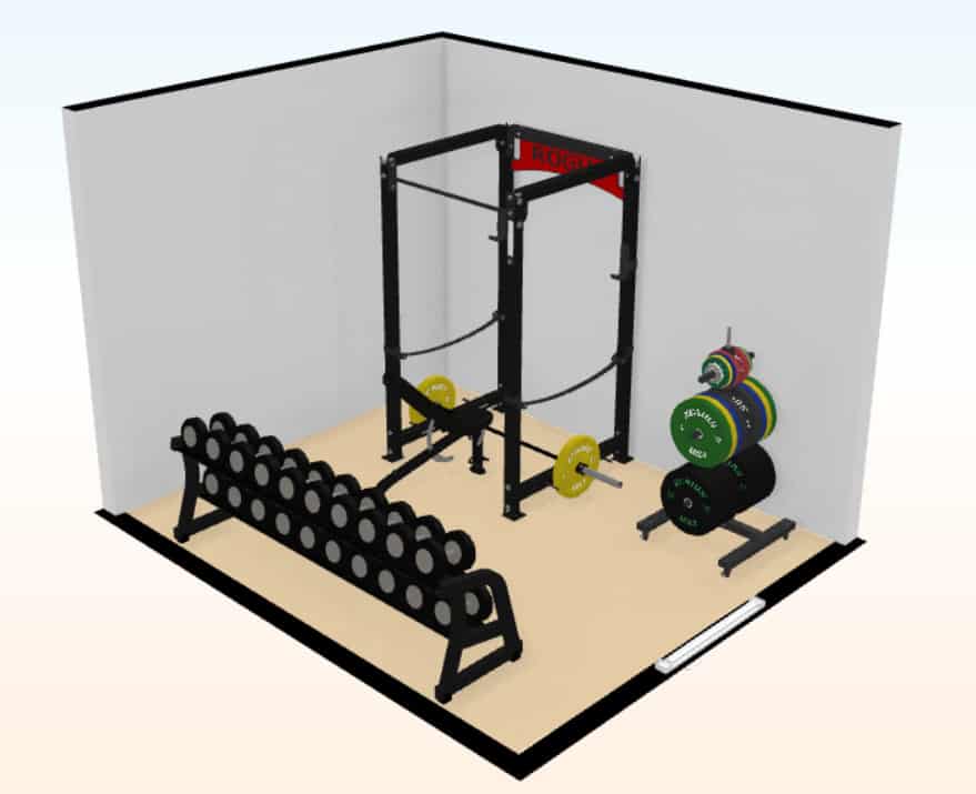 120sq. ft. weightlifting home gym 3d floor plan