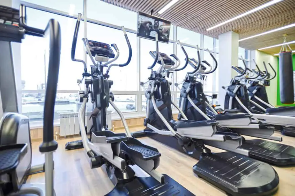 Image of elliptical trainers in a gym