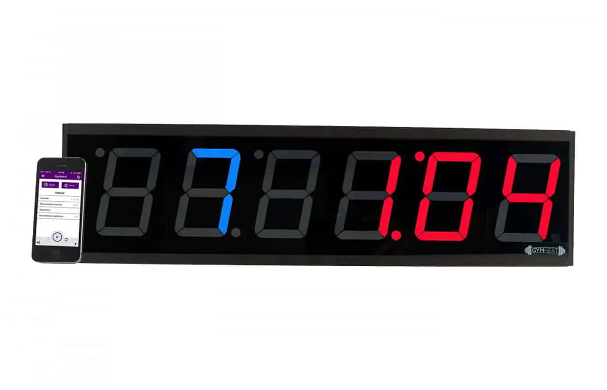 Gymnext Flex digital LED workout timer with seconds. 