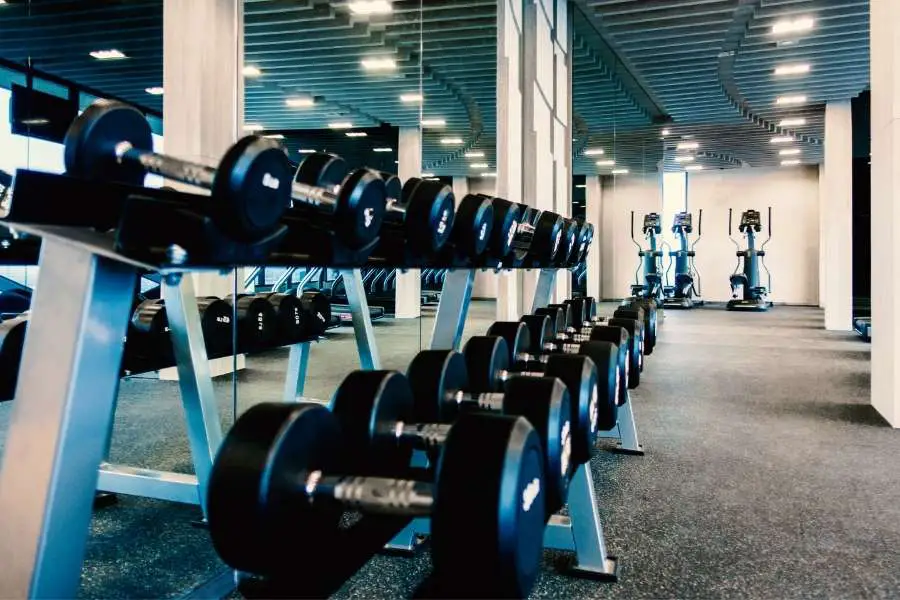 Image of a rack of fixed dumbbells
