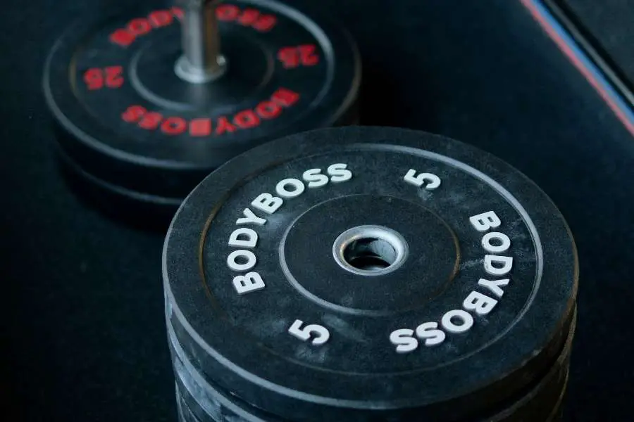 Image of a stack of Olympic bumper plates.