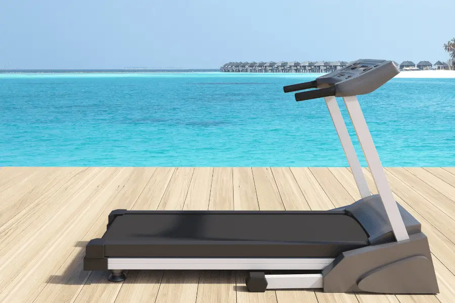 Image of a treadmill next to the ocean.