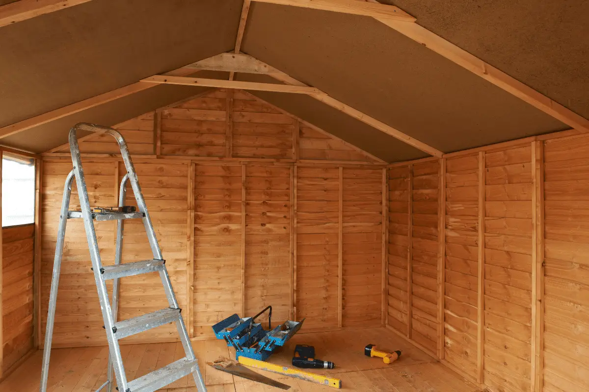 Image of the inside of a wooden shed.