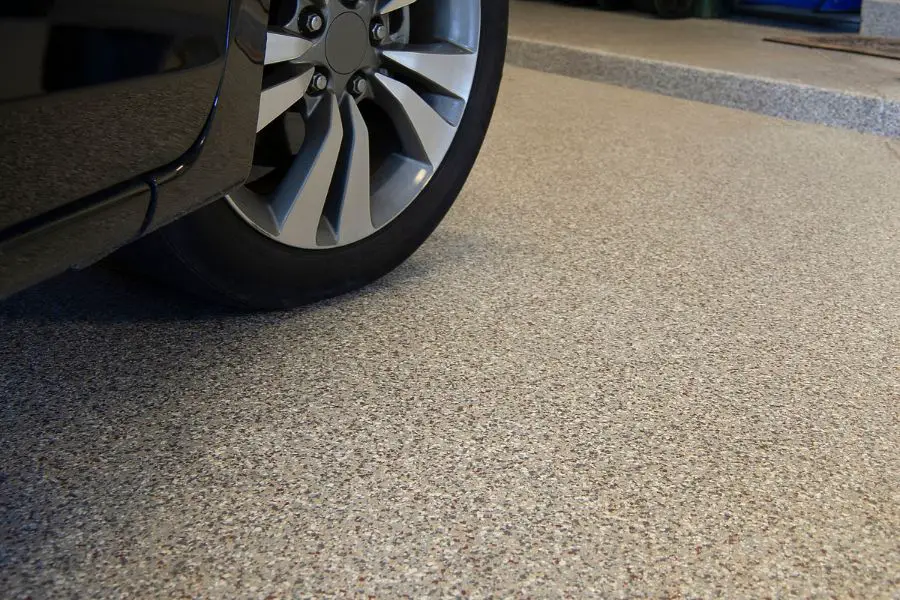 Image of a car parked on an epoxy floor.