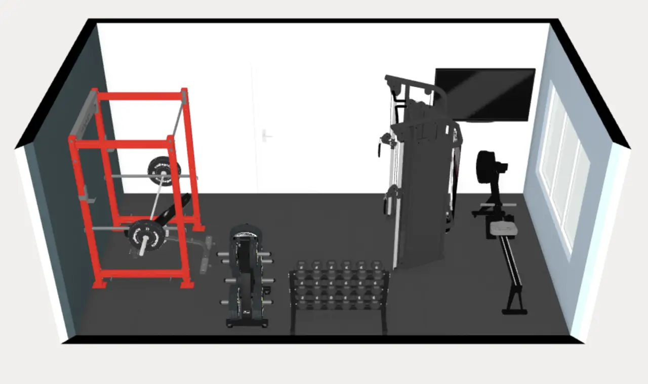 10' x 20' home gym floor plan 3d. 200 square foot. 