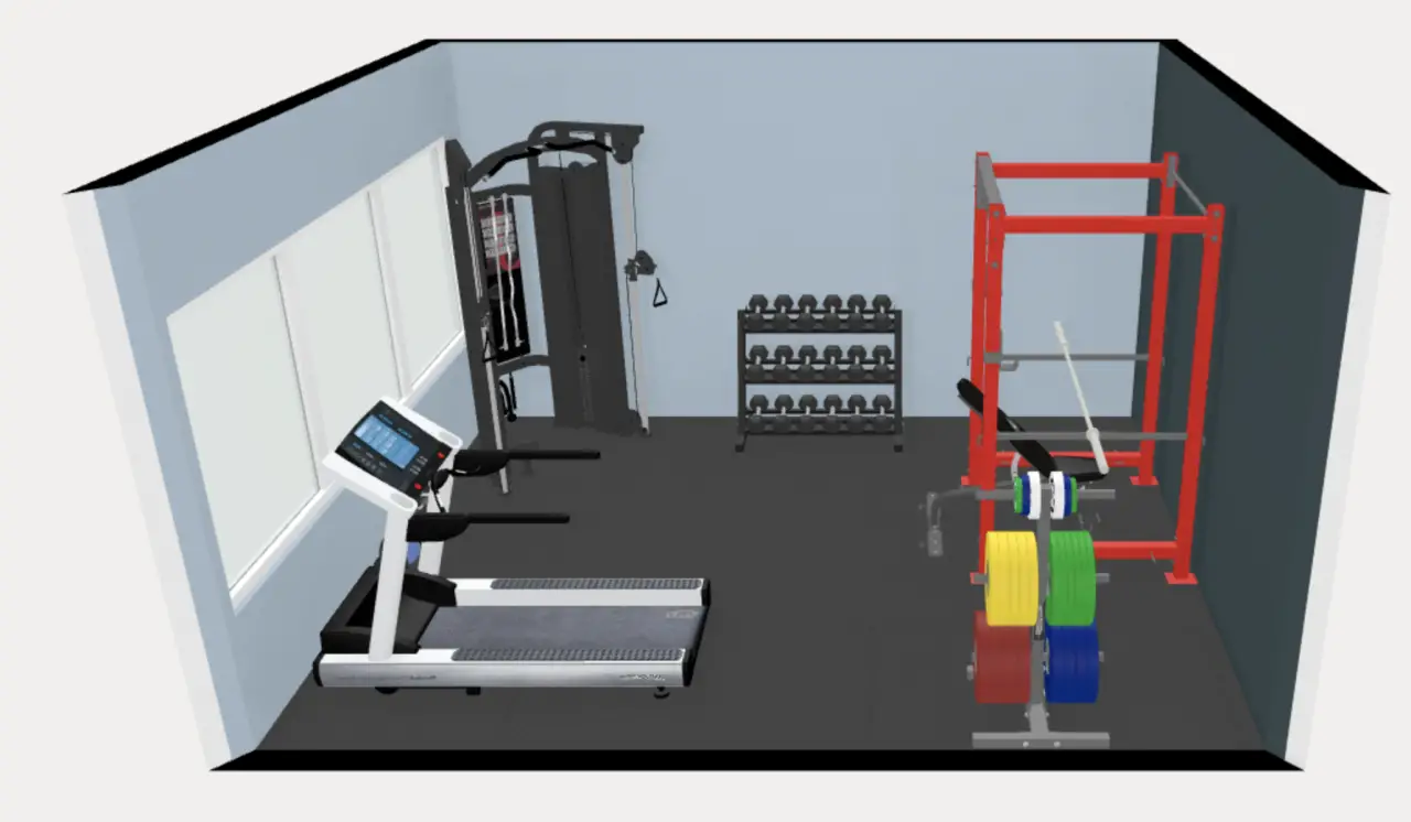 12' x 16' home gym floor plan 3d. 200 square foot. 