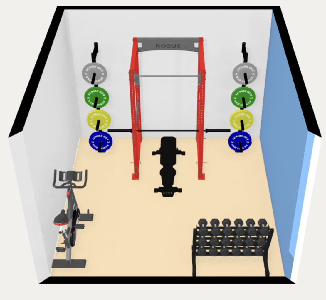144 sqft home gym layout 3d