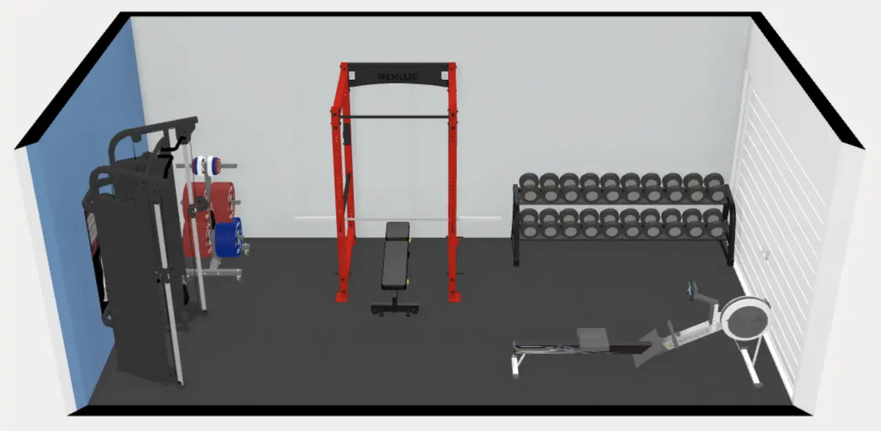 10'x22' single garage gym v1 3d render